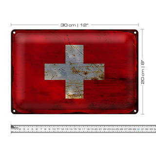 Blechschild Flagge Schweiz 30x20cm Flag Switzerland Rost