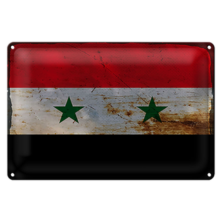 Blechschild Flagge Syrien 30x20cm Flag of Syria Rost
