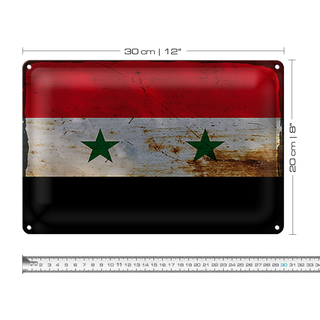 Blechschild Flagge Syrien 30x20cm Flag of Syria Rost