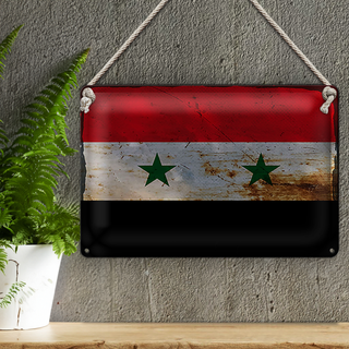 Blechschild Flagge Syrien 30x20cm Flag of Syria Rost