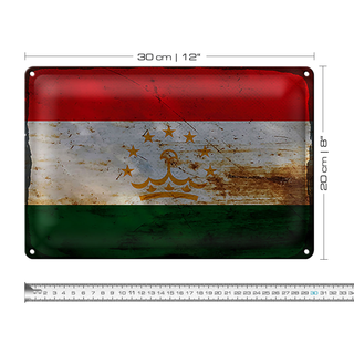 Blechschild Flagge Tadschikistan 30x20cm Tajikistan Rost