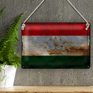 Blechschild Flagge Tadschikistan 30x20cm Tajikistan Rost