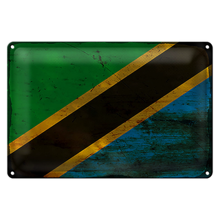 Blechschild Flagge Tansania 30x20cm Flag of Tanzania Rost