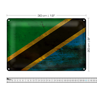 Blechschild Flagge Tansania 30x20cm Flag of Tanzania Rost