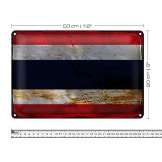 Blechschild Flagge Thailand 30x20cm Flag of Thailand Rost