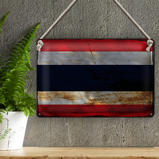 Blechschild Flagge Thailand 30x20cm Flag of Thailand Rost