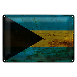 Blechschild Flagge Bahamas 30x20cm Flag of Bahamas Rost