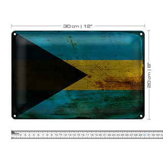 Blechschild Flagge Bahamas 30x20cm Flag of Bahamas Rost