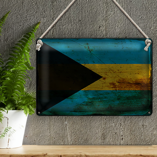 Blechschild Flagge Bahamas 30x20cm Flag of Bahamas Rost