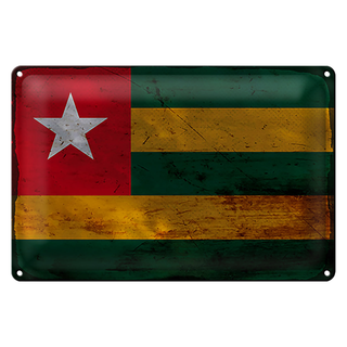 Blechschild Flagge Togo 30x20cm Flag of Togo Rost