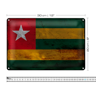 Blechschild Flagge Togo 30x20cm Flag of Togo Rost