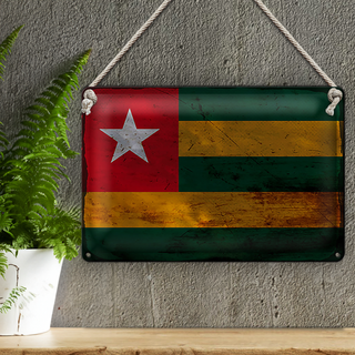 Blechschild Flagge Togo 30x20cm Flag of Togo Rost