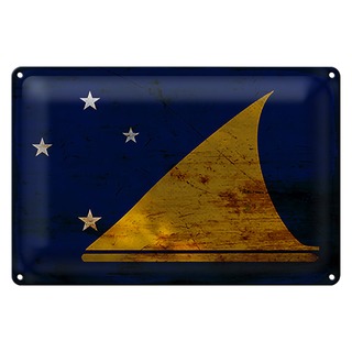 Blechschild Flagge Tokelau 30x20cm Flag of Tokelau Rost