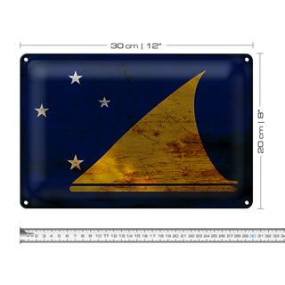Blechschild Flagge Tokelau 30x20cm Flag of Tokelau Rost