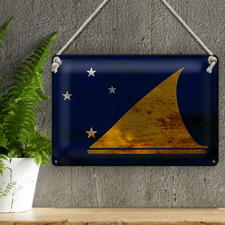 Blechschild Flagge Tokelau 30x20cm Flag of Tokelau Rost