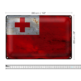 Blechschild Flagge Tonga 30x20cm Flag of Tonga Rost
