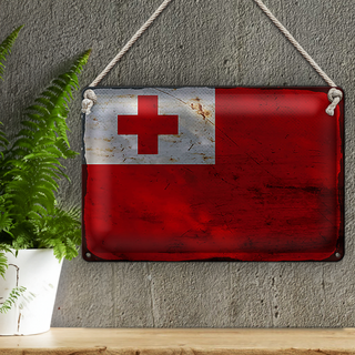 Blechschild Flagge Tonga 30x20cm Flag of Tonga Rost
