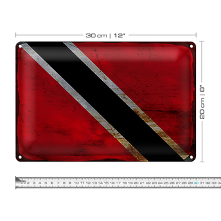 Blechschild Flagge Trinidad und Tobago 30x20cm Flag Rost