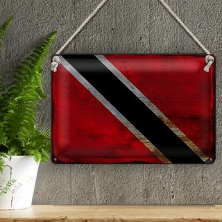 Blechschild Flagge Trinidad und Tobago 30x20cm Flag Rost