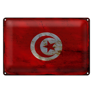 Blechschild Flagge Tunesien 30x20cm Flag of Tunisia Rost