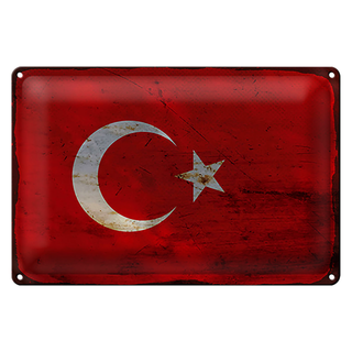 Blechschild Flagge Türkei 30x20cm Flag of Turkey Rost