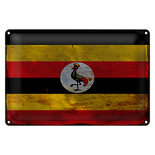 Blechschild Flagge Uganda 30x20cm Flag of Uganda Rost