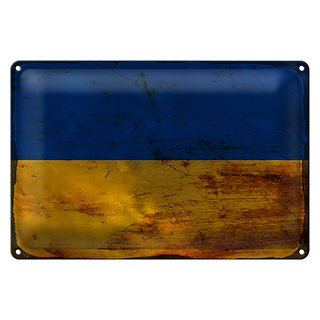 Blechschild Flagge Ukraine 30x20cm Flag of Ukraine Rost