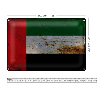 Blechschild Flagge Arabische Emirate 30x20cm Flag Rost