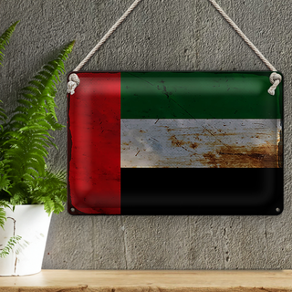 Blechschild Flagge Arabische Emirate 30x20cm Flag Rost