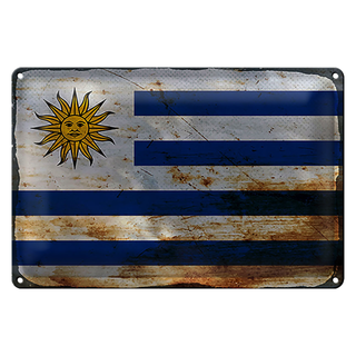 Blechschild Flagge Uruguay 30x20cm Flag of Uruguay Rost