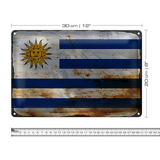 Blechschild Flagge Uruguay 30x20cm Flag of Uruguay Rost