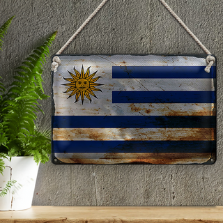 Blechschild Flagge Uruguay 30x20cm Flag of Uruguay Rost