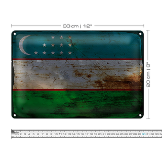 Blechschild Flagge Usbekistan 30x20cm Uzbekistan Rost