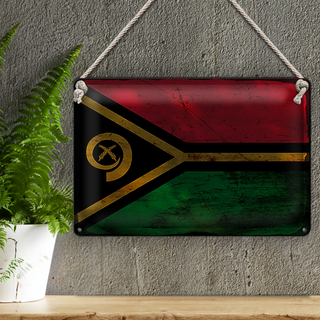 Blechschild Flagge Vanuatu 30x20cm Flag of Vanuatu Rost
