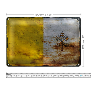 Blechschild Flagge Vatikanstadt 30x20cm Vatican City Rost