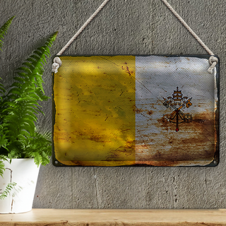 Blechschild Flagge Vatikanstadt 30x20cm Vatican City Rost