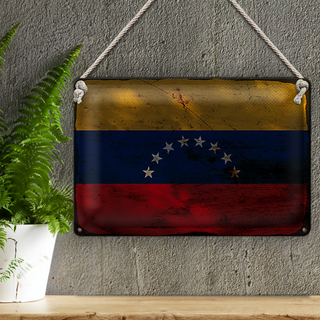 Blechschild Flagge Venezuela 30x20cm Flag Venezuela Rost