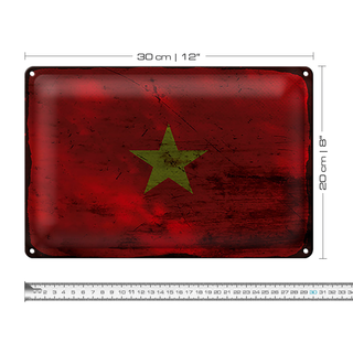 Blechschild Flagge Vietnam 30x20cm Flag of Vietnam Rost