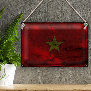 Blechschild Flagge Vietnam 30x20cm Flag of Vietnam Rost