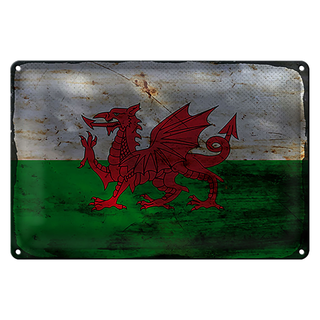 Blechschild Flagge Wales 30x20cm Flag of Wales Rost