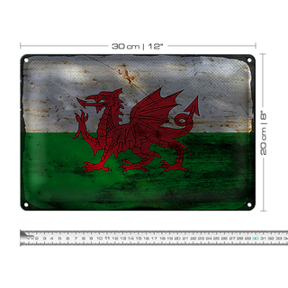 Blechschild Flagge Wales 30x20cm Flag of Wales Rost