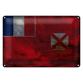 Blechschild Flagge Wallis und Futuna 30x20cm Wallis Rost