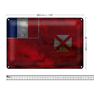 Blechschild Flagge Wallis und Futuna 30x20cm Wallis Rost
