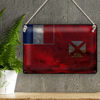 Blechschild Flagge Wallis und Futuna 30x20cm Wallis Rost