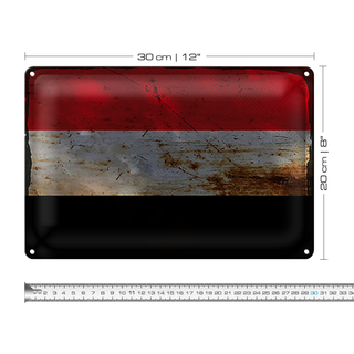 Blechschild Flagge Jemen 30x20cm Flag of Yemen Rost