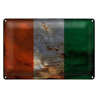 Blechschild Flagge Elfenbeinküste 30x20cm Ivory Coast Rost