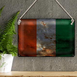 Blechschild Flagge Elfenbeinküste 30x20cm Ivory Coast Rost