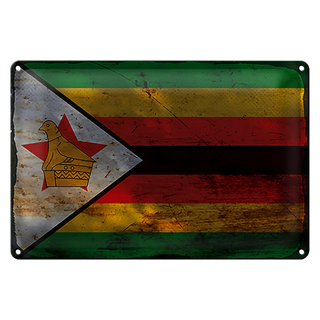 Blechschild Flagge Simbabwe 30x20cm Flag of Zimbabwe Rost
