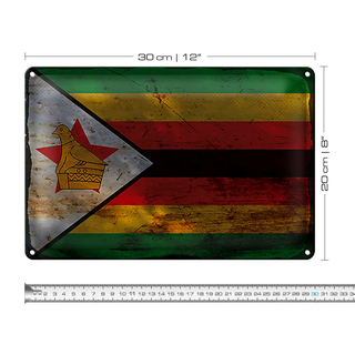 Blechschild Flagge Simbabwe 30x20cm Flag of Zimbabwe Rost
