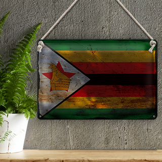 Blechschild Flagge Simbabwe 30x20cm Flag of Zimbabwe Rost